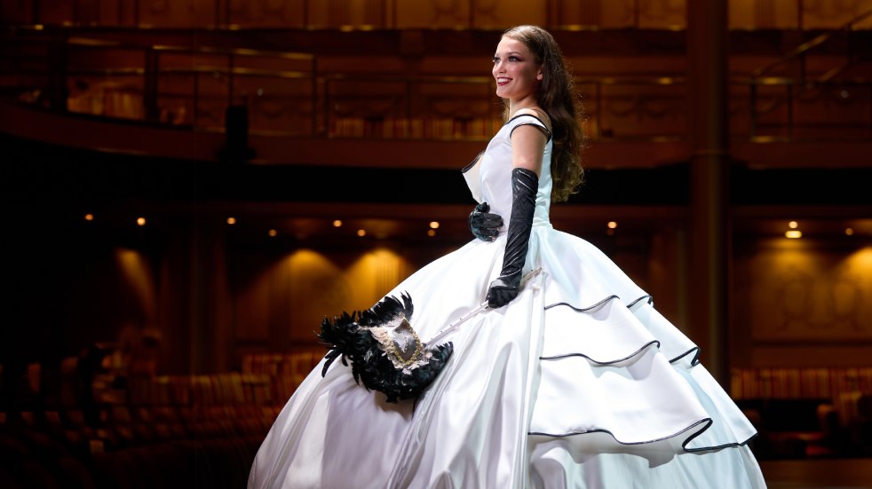 Rose Story, a singer, in a theatre on board Ambassador's ship Ambience. Credit: Joby Sessions